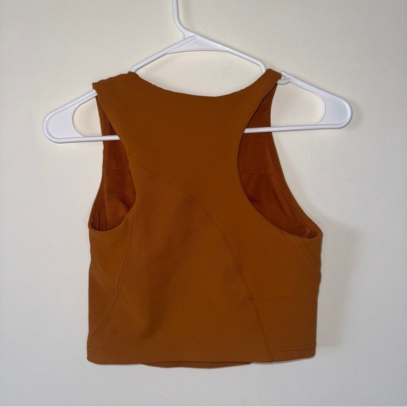Lululemon Ribbed Asymmetrical Yoga Tank Top in Butternut Brown, Size 4 - Picture 3 of 5